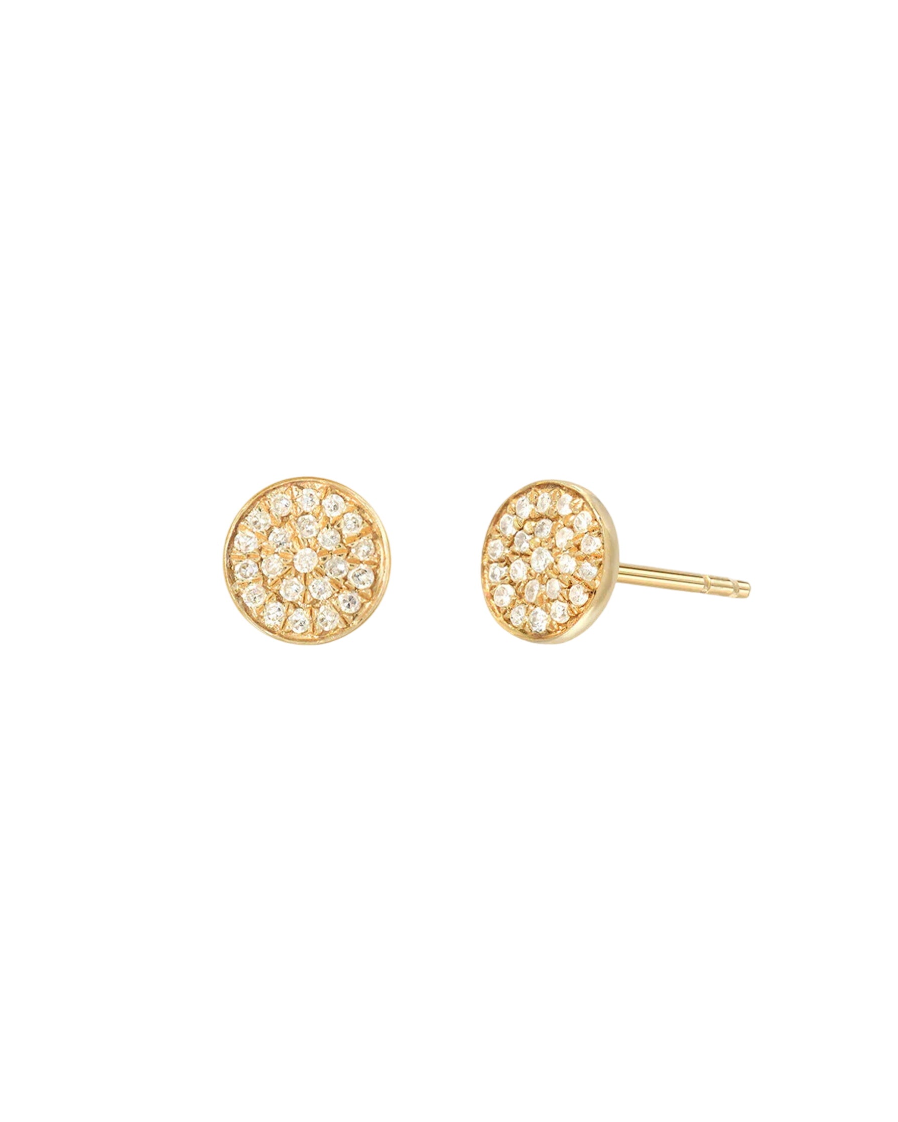 Diamond Disc Stud Earrings