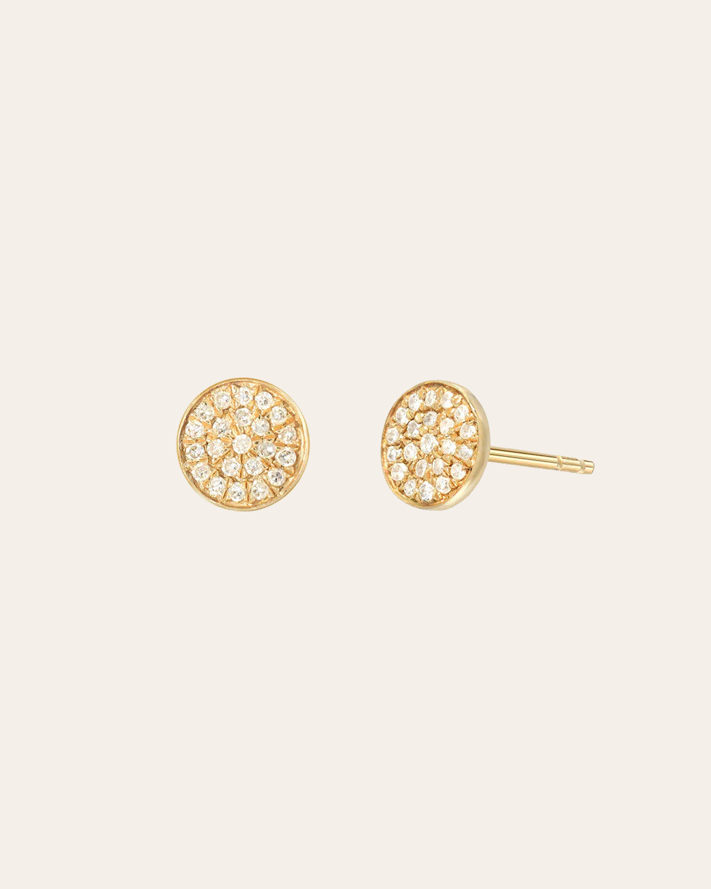 Diamond Disc Stud Earrings