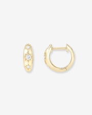 Diamond Domed Starburst Huggie Earrings