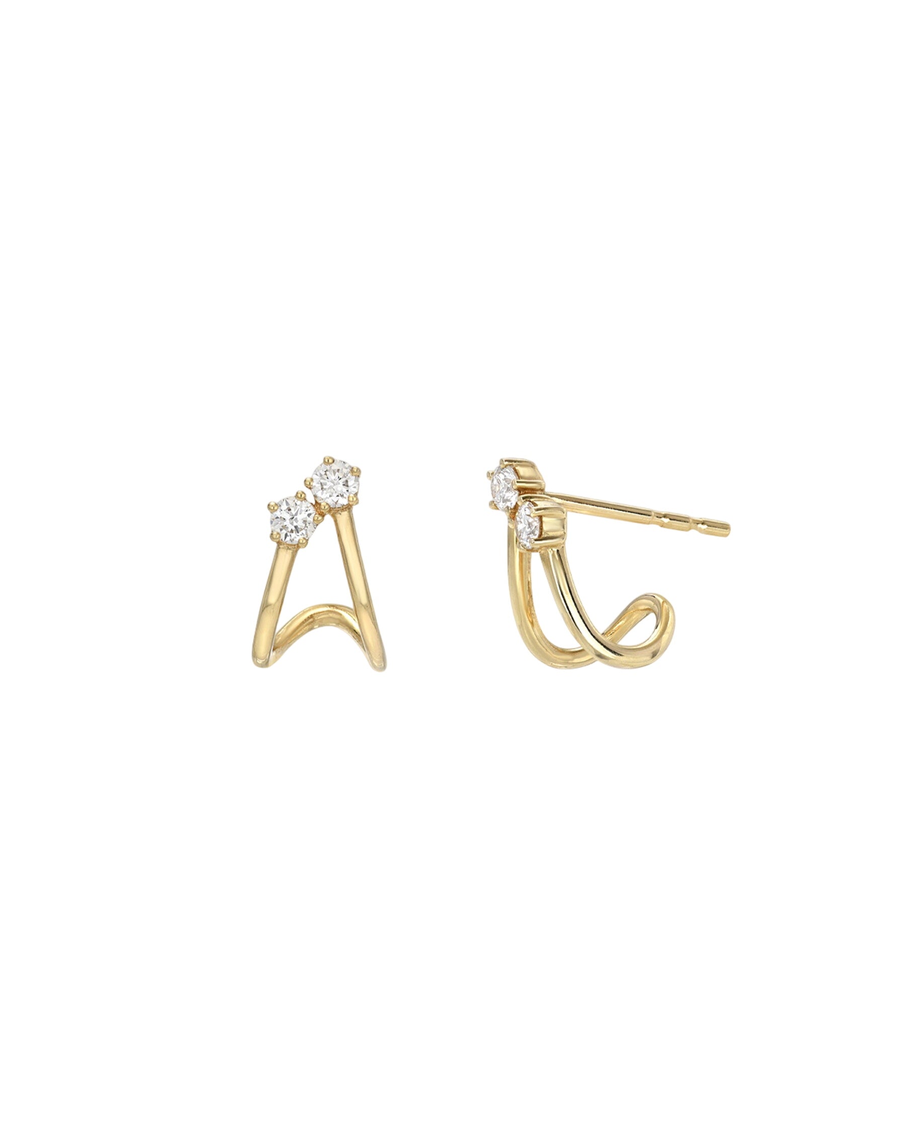 Diamond Duo Half Huggie Earrings