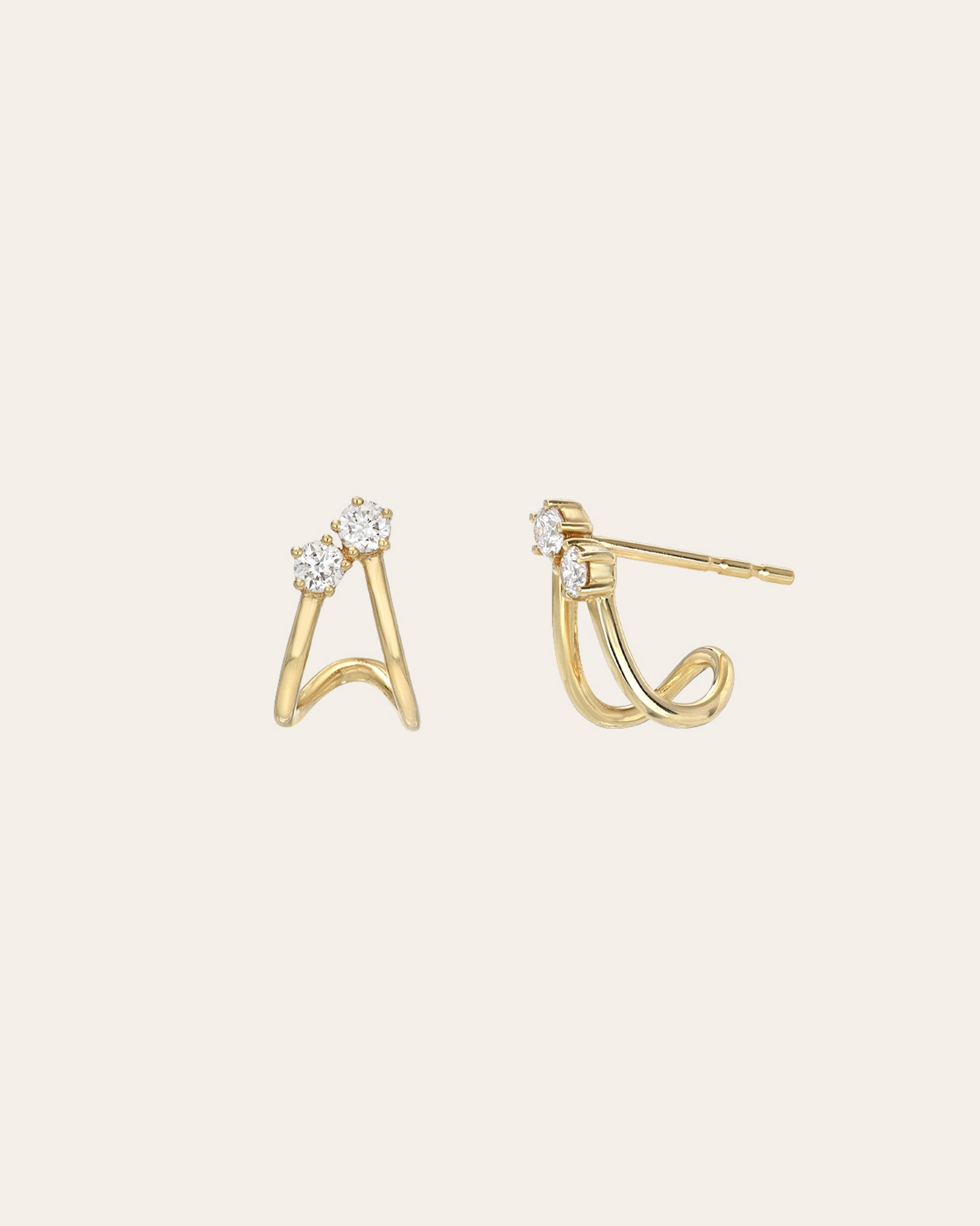 Diamond Duo Half Huggie Earrings