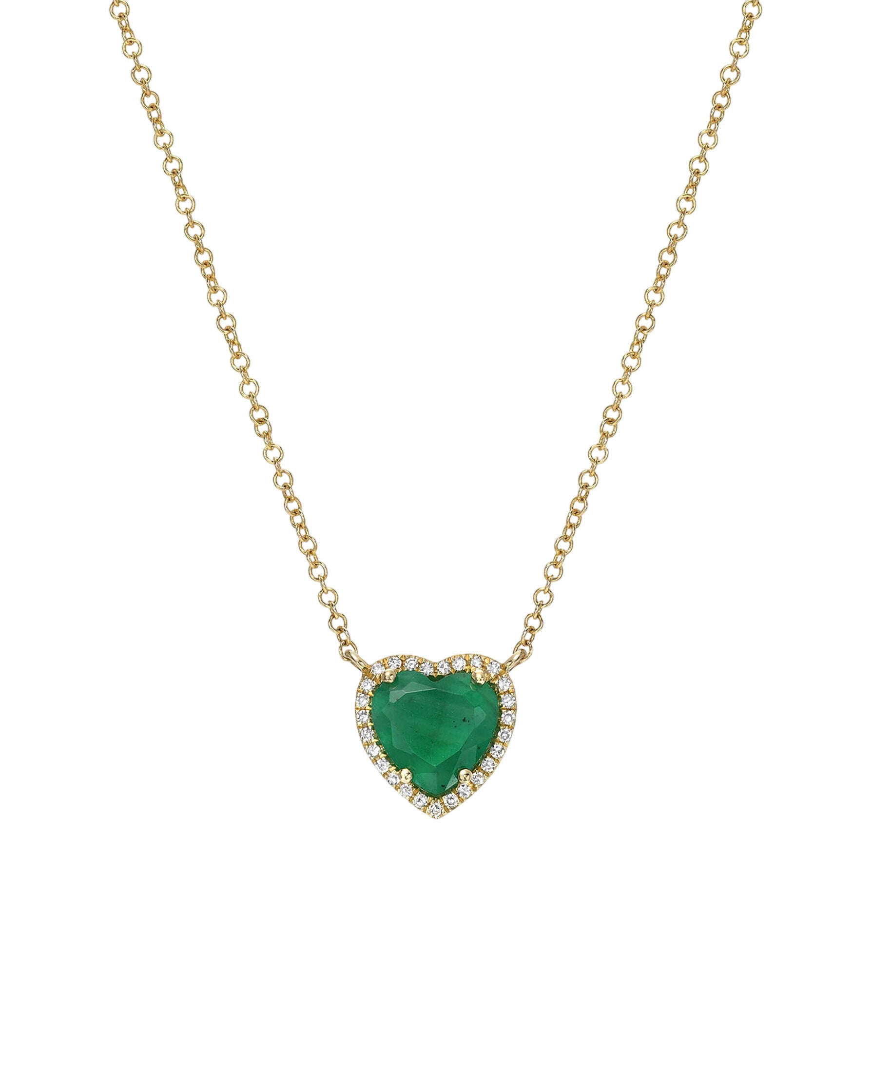 Diamond Emerald Heart Necklace