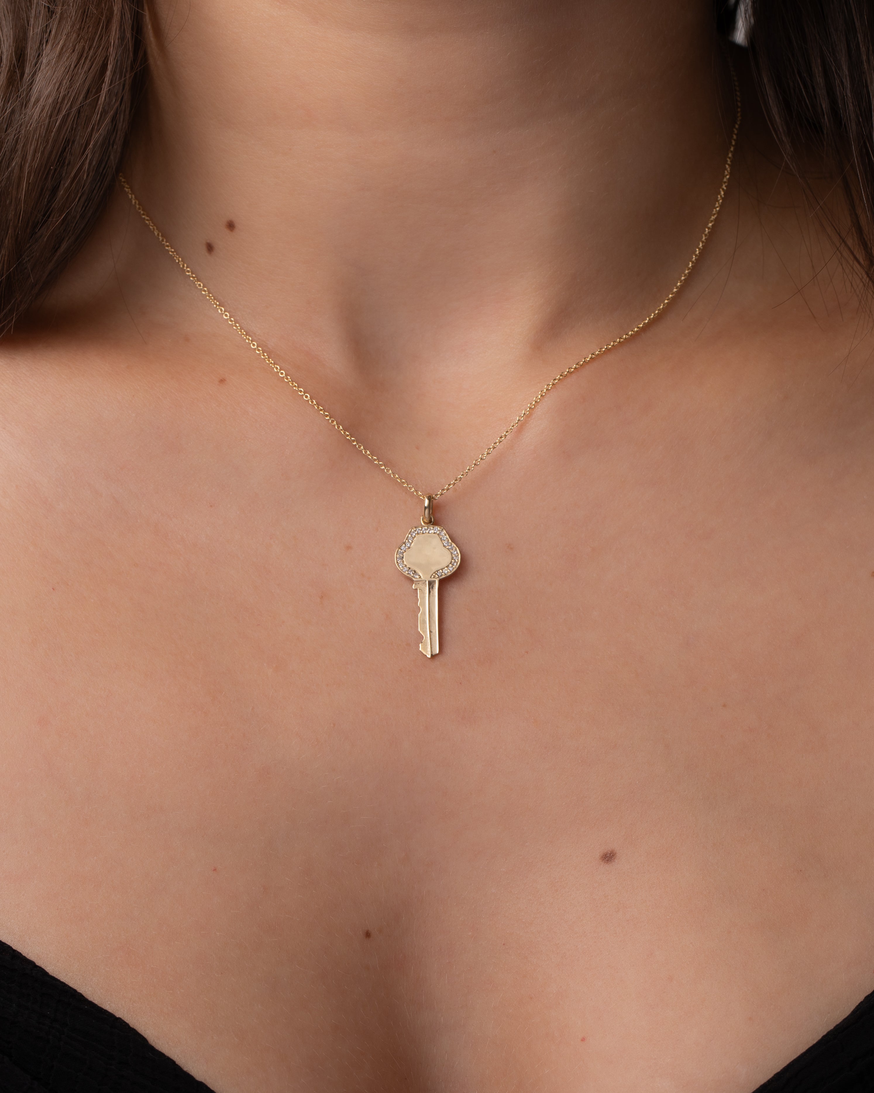 Diamond Framed Key Necklace