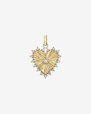 Diamond Framed Small Pleated Heart Pendant