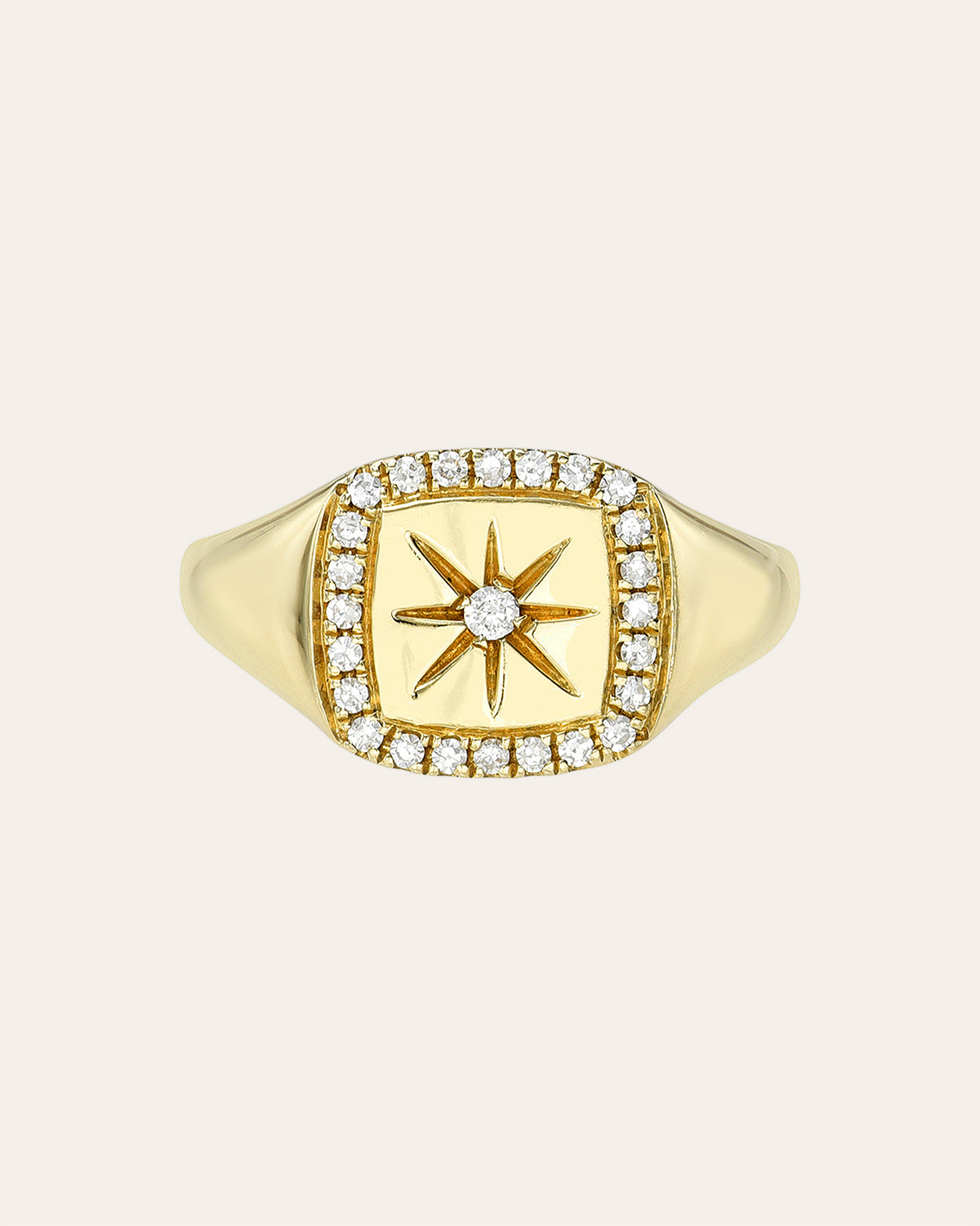 Diamond Halo Starburst Signet Ring