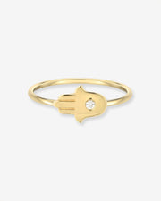 14k Gold Diamond Hamsa Ring