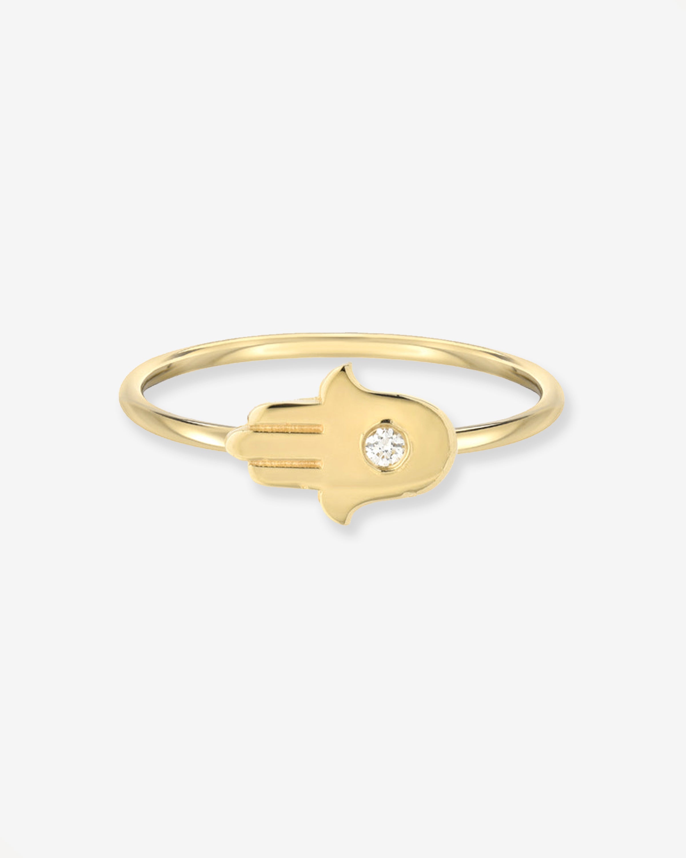 14k Gold Diamond Hamsa Ring