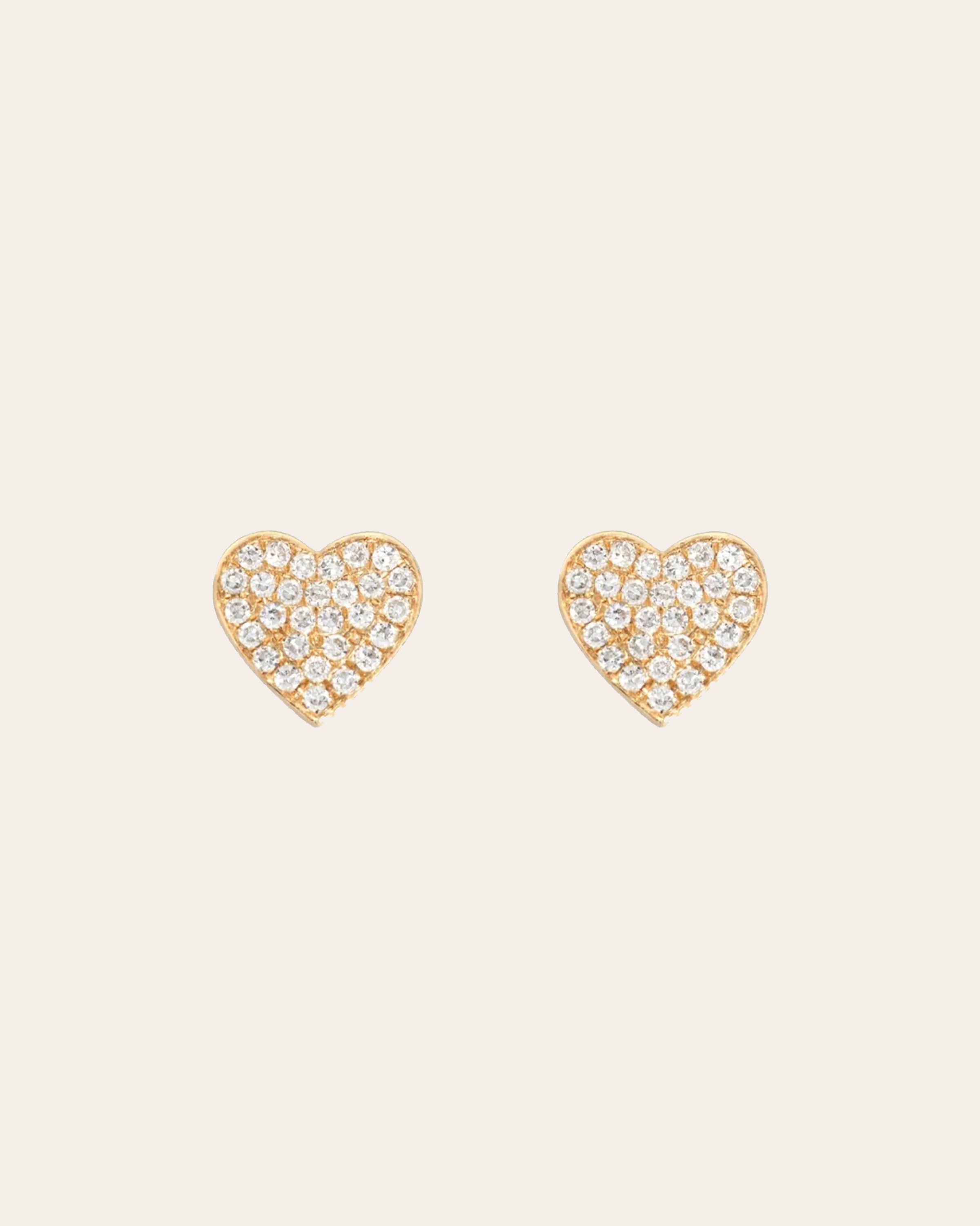 Diamond Heart Stud Earrings