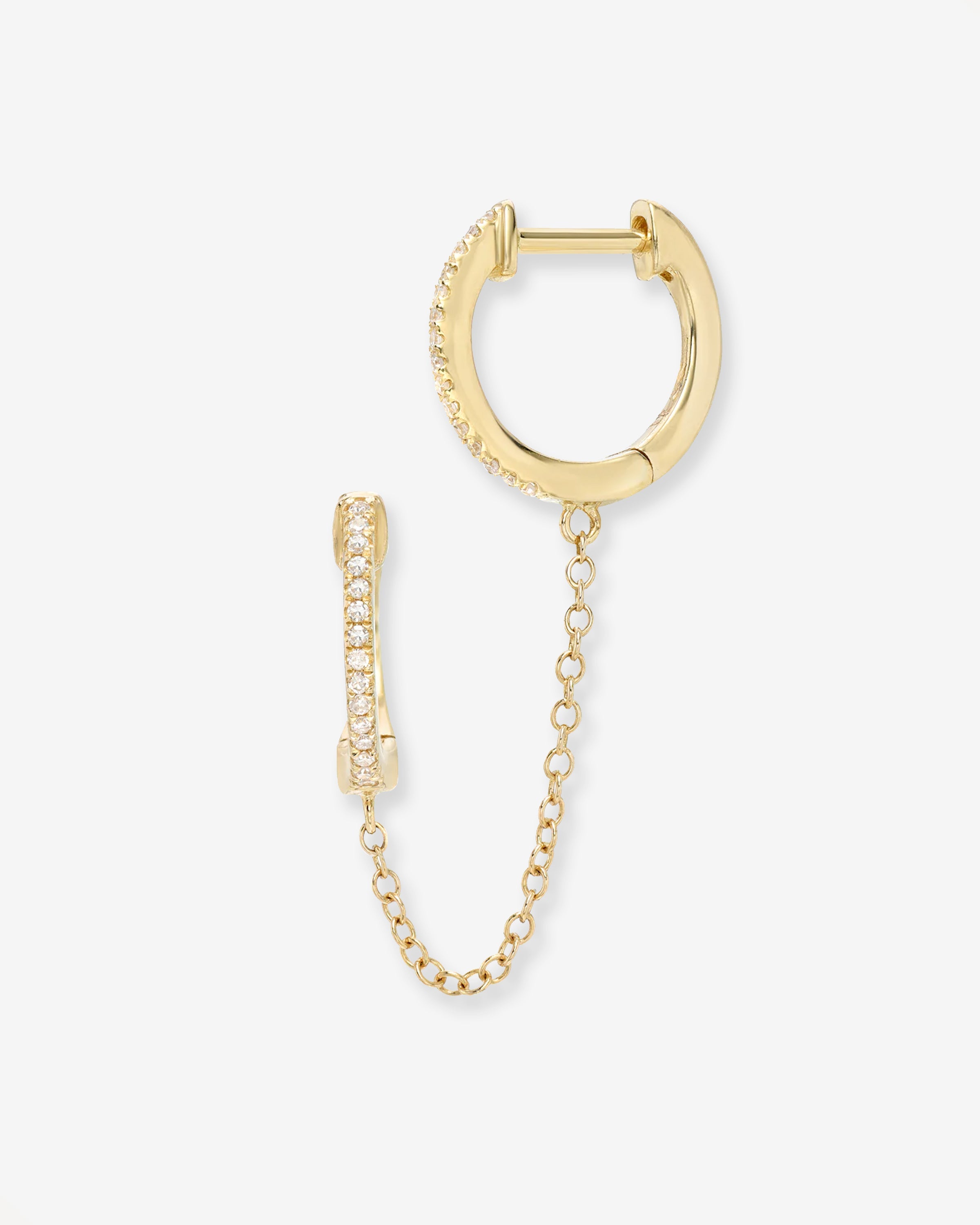 Diamond Huggie Chain Earrings