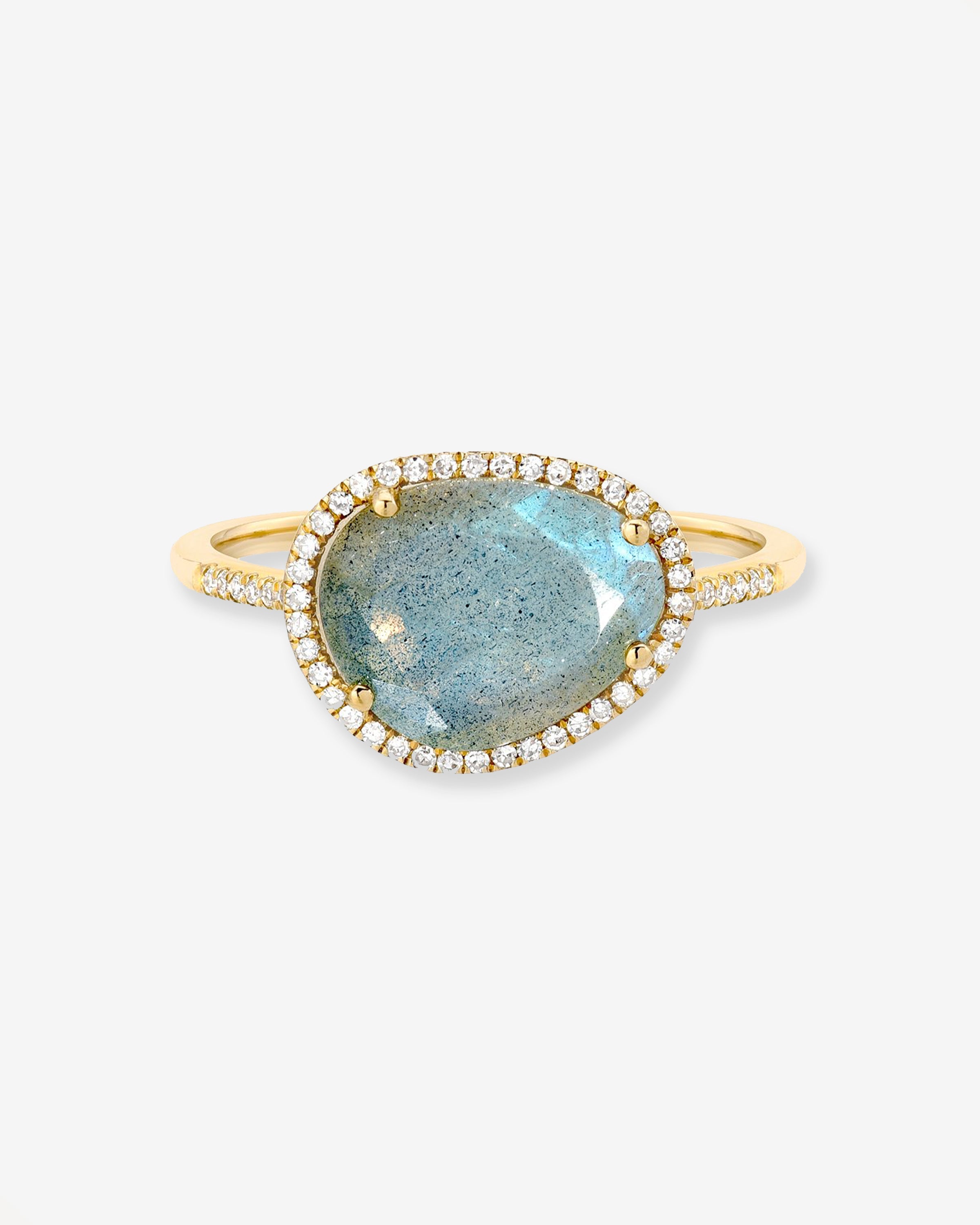 Diamond Labradorite Ring