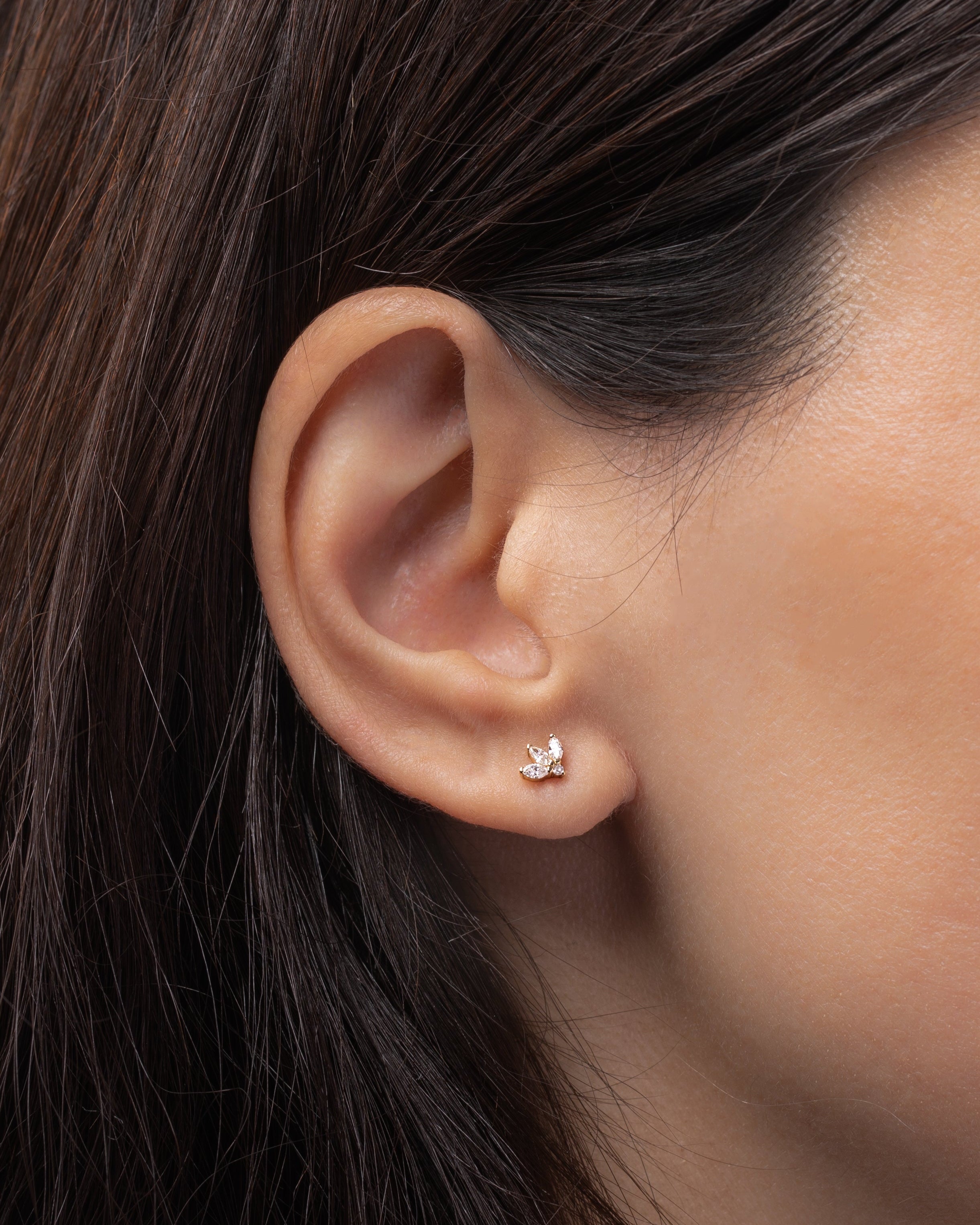 Diamond Lotus Stud Earrings
