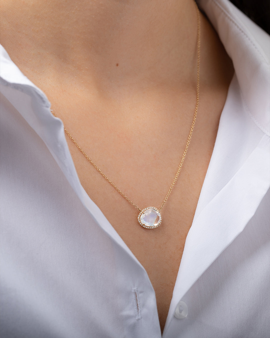 Diamond Moonstone Necklace