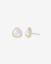 Diamond Moonstone Stud Earrings