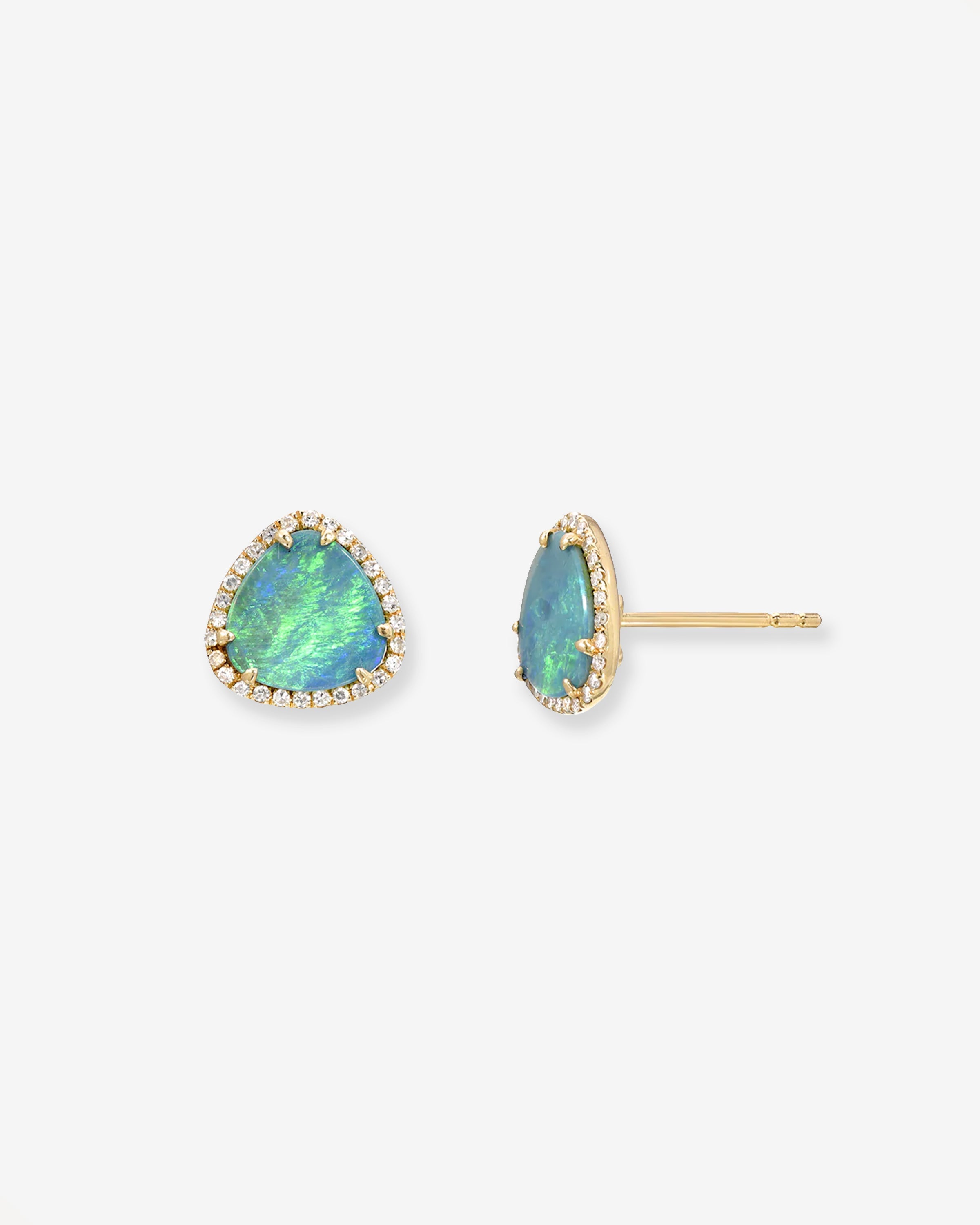 Diamond Opal Stud Earrings