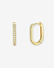 Diamond Oval Hoop Earrings