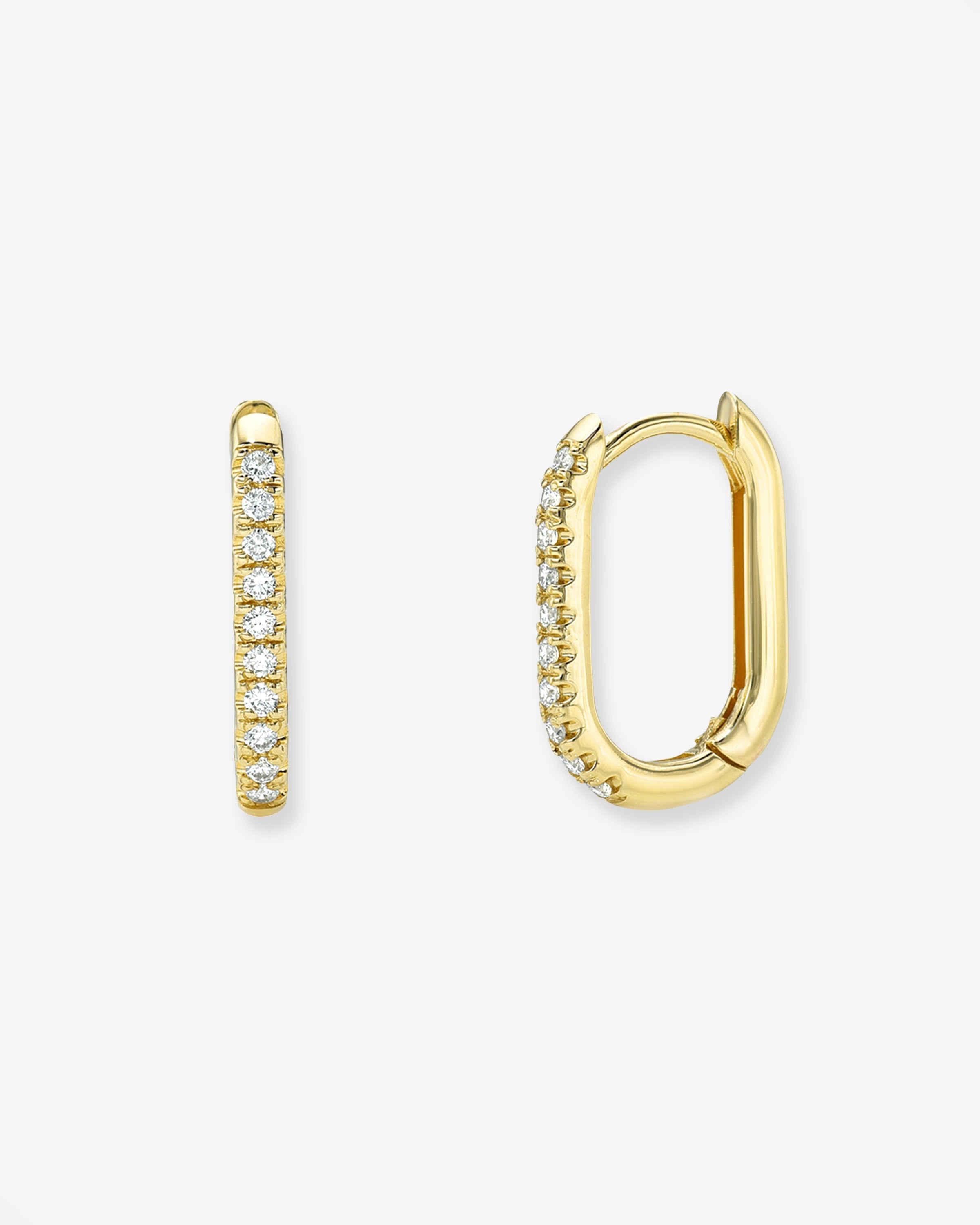 Diamond Oval Hoop Earrings