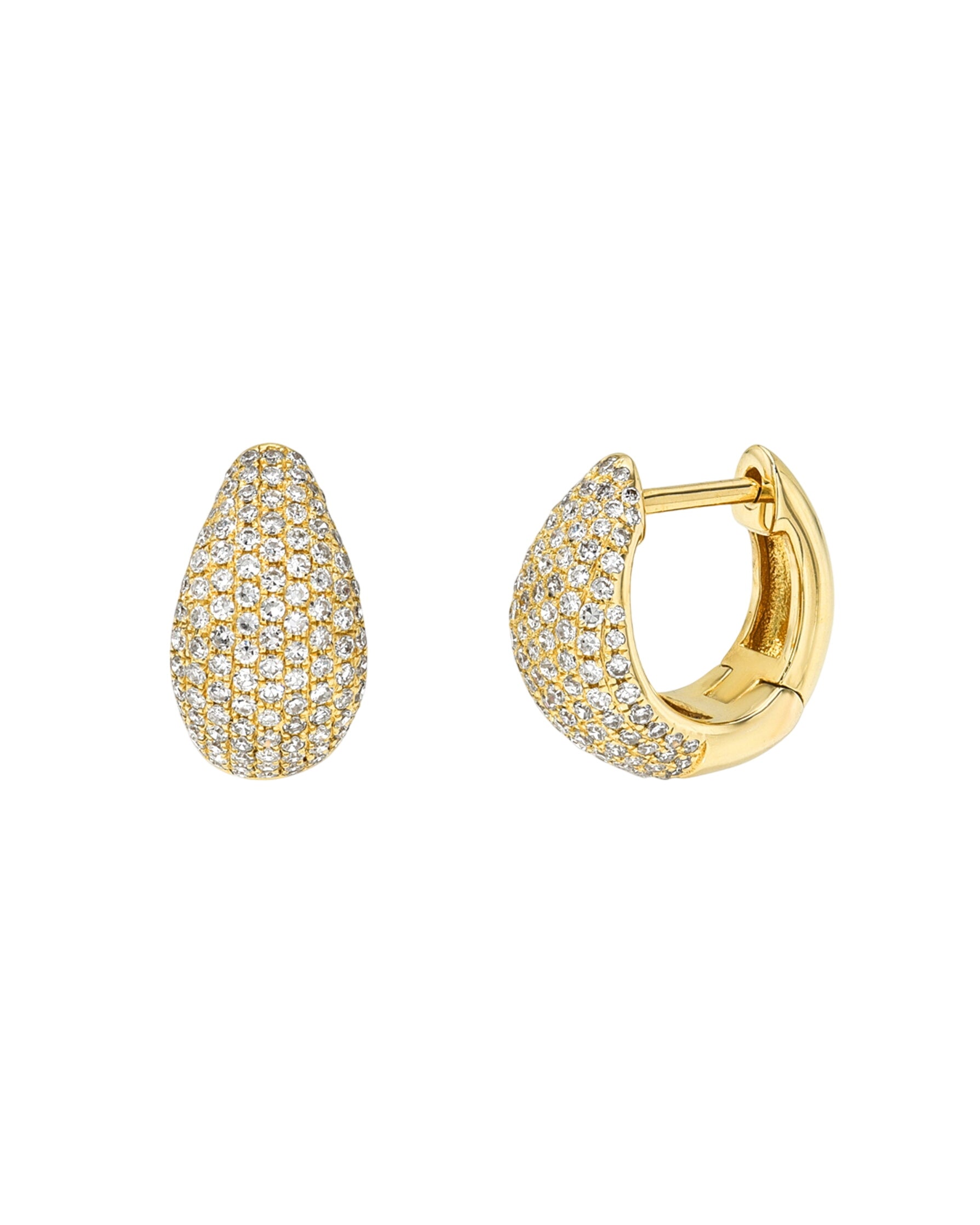 Diamond Pave Thick Dome Huggie Earrings