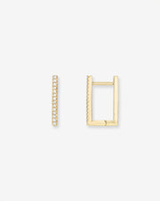 Diamond Rectangle Huggie Earrings