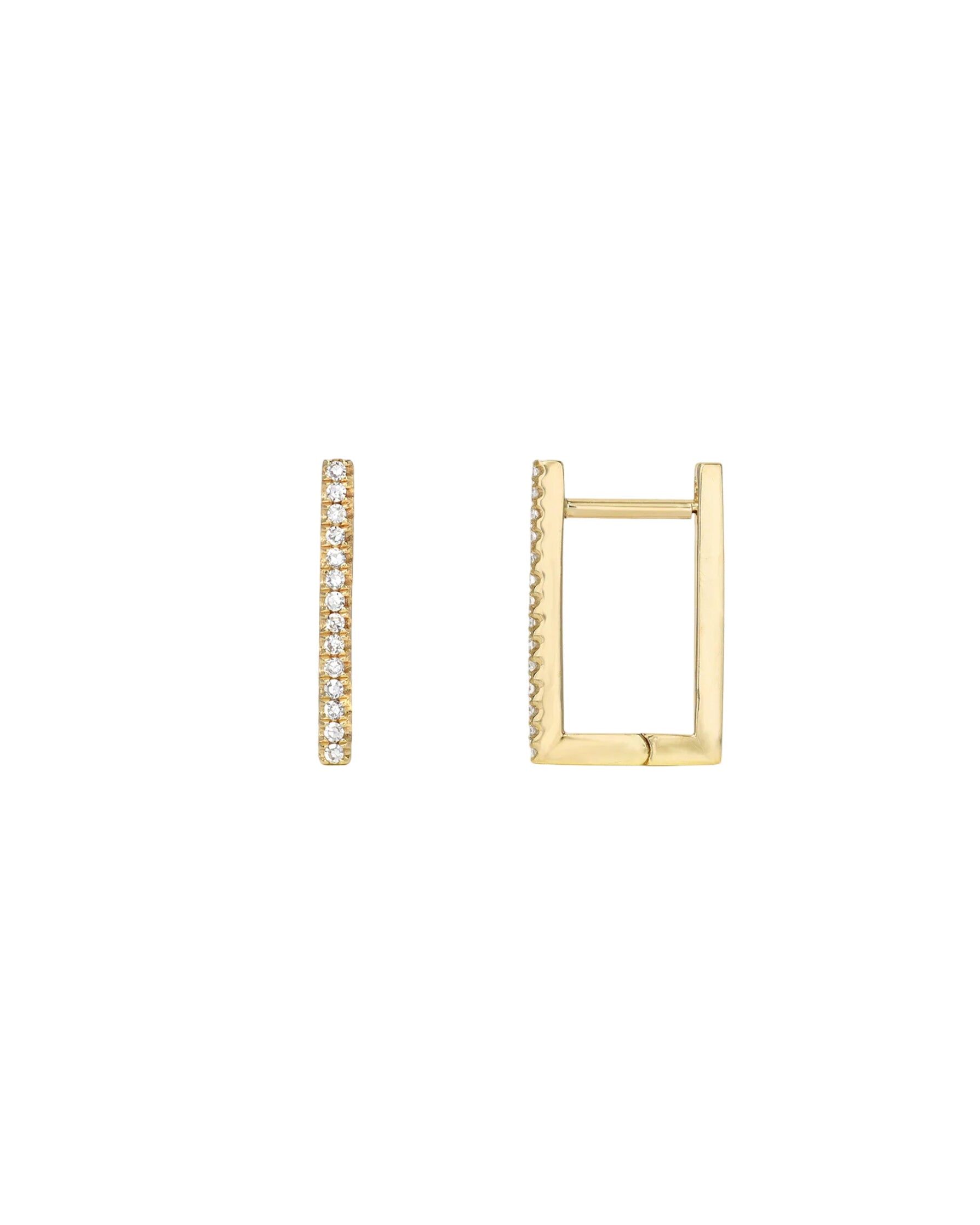 Diamond Rectangle Huggie Earrings