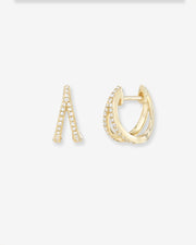 Diamond Split Huggie Earrings