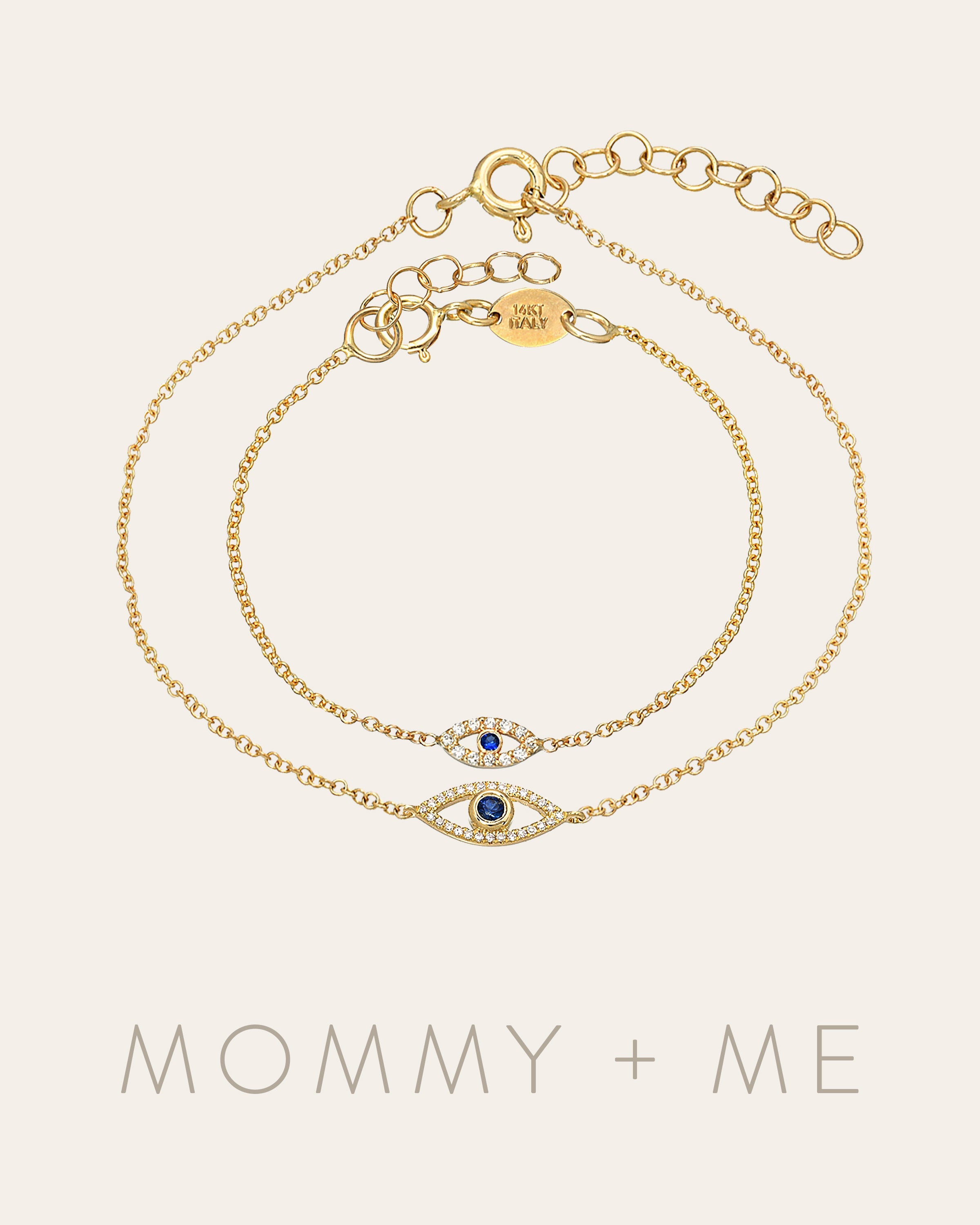 Diamond & Sapphire Evil Eye Bracelets - Mommy + Me