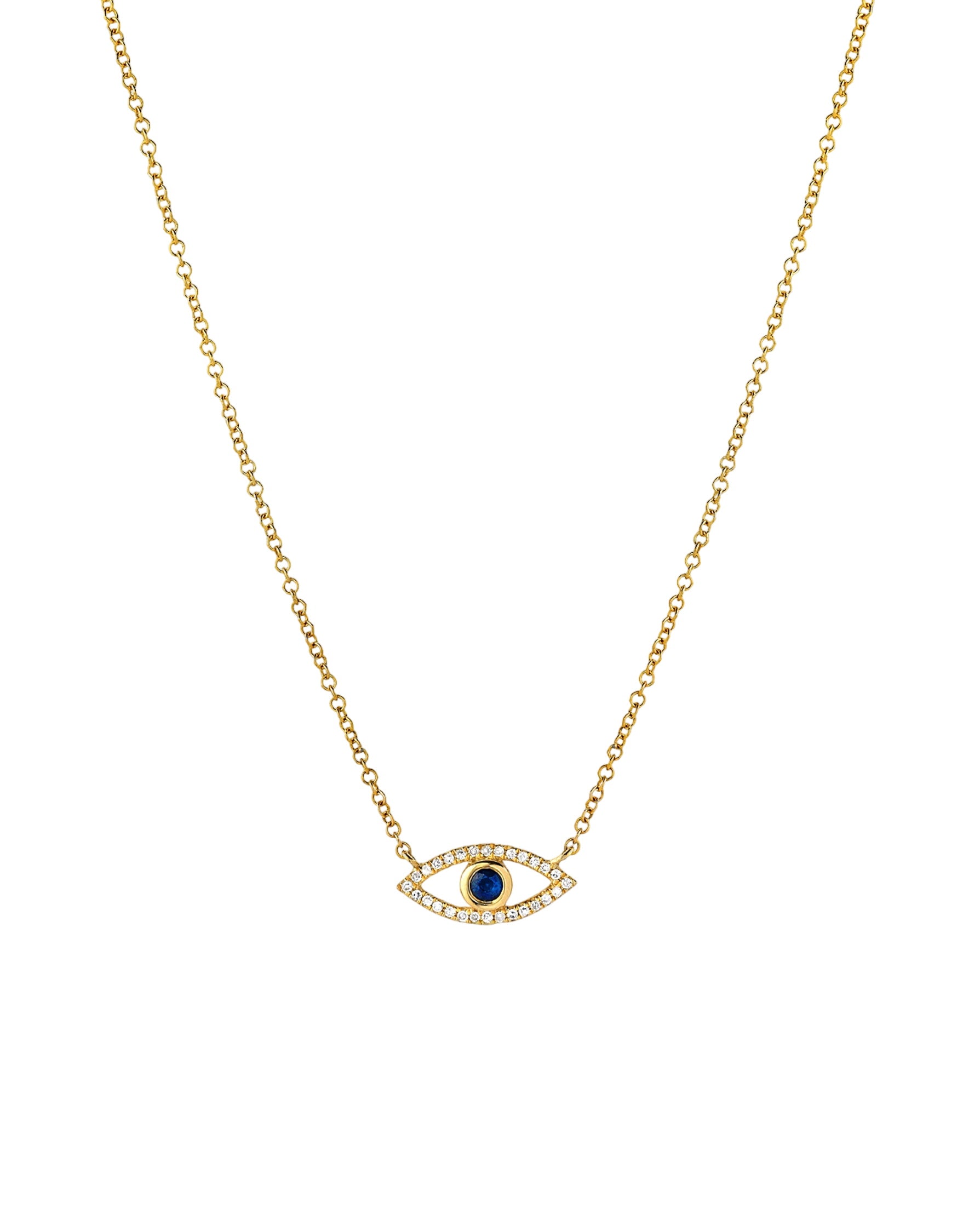 Diamond & Sapphire Evil Eye Necklace