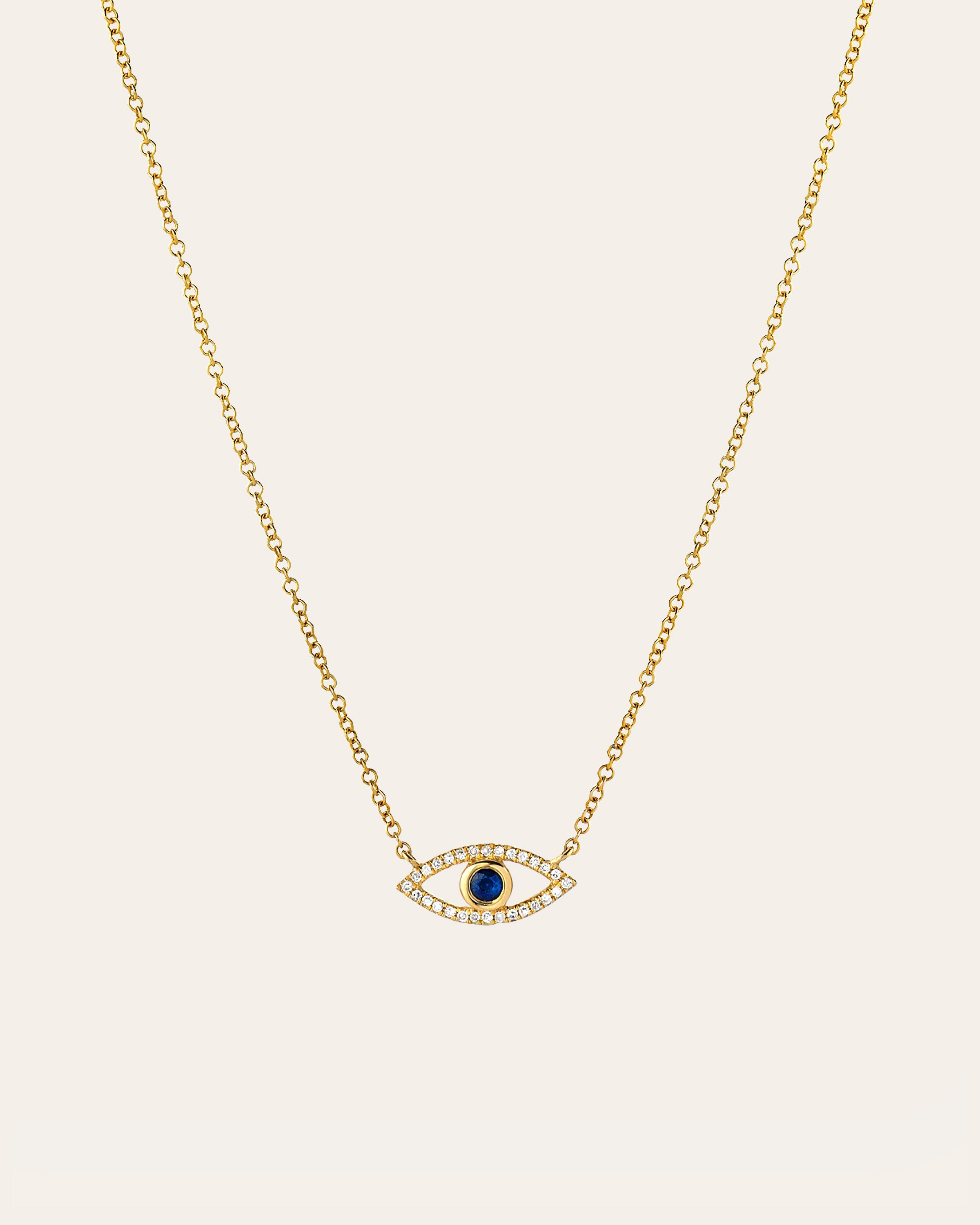 Diamond & Sapphire Evil Eye Necklace