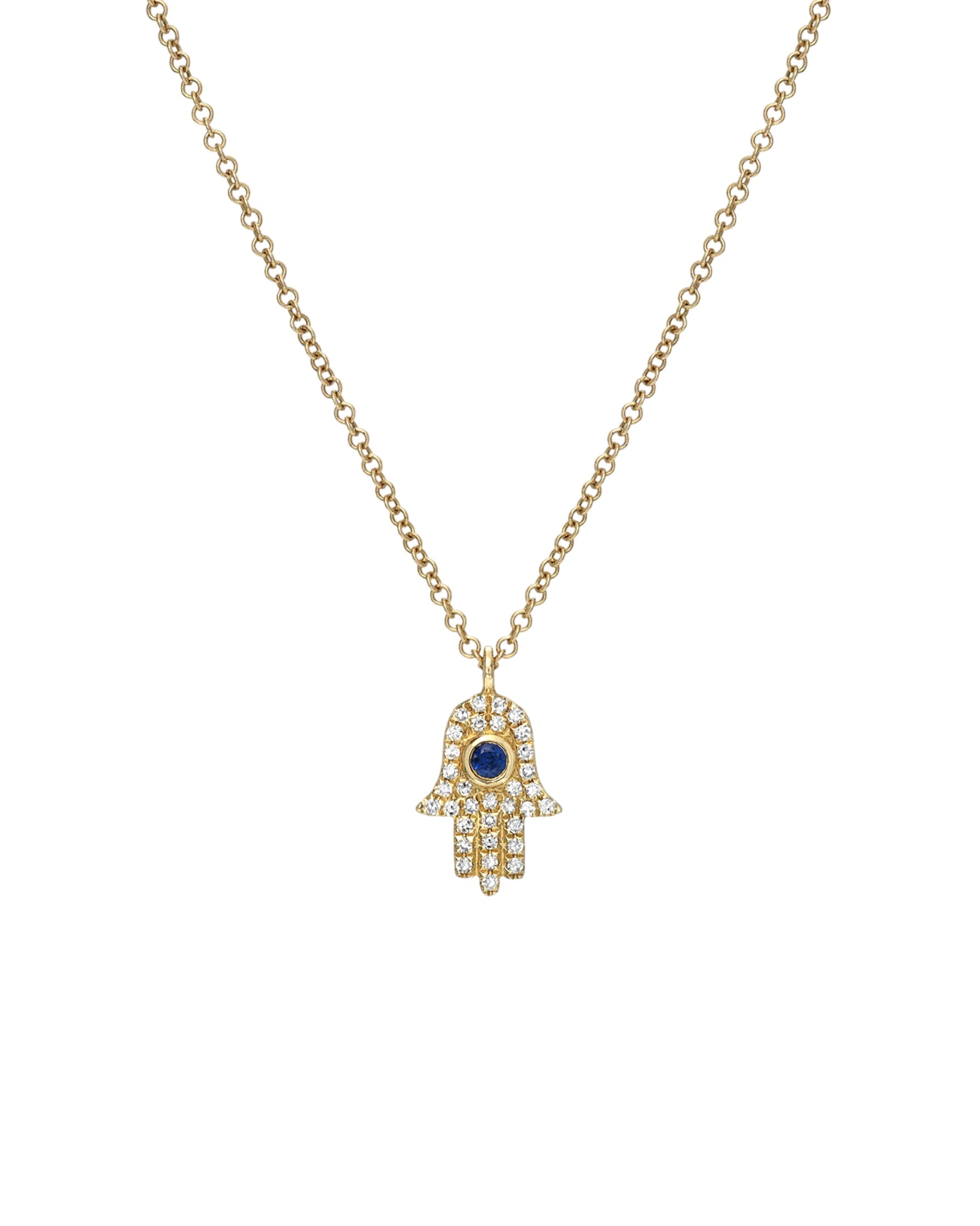 Diamond & Sapphire Hamsa Necklace