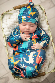 Dino Baby Gown And Hat