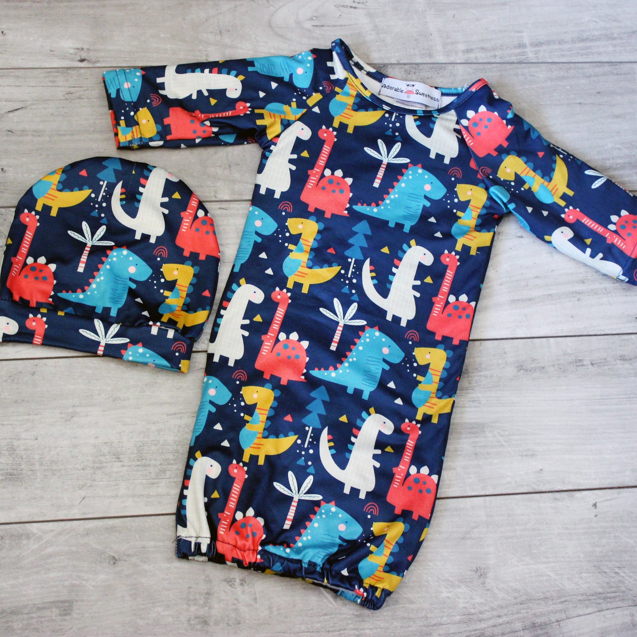 Dino Baby Gown And Hat