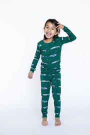 Green Dinos Taller-tots Two-piece Pjs