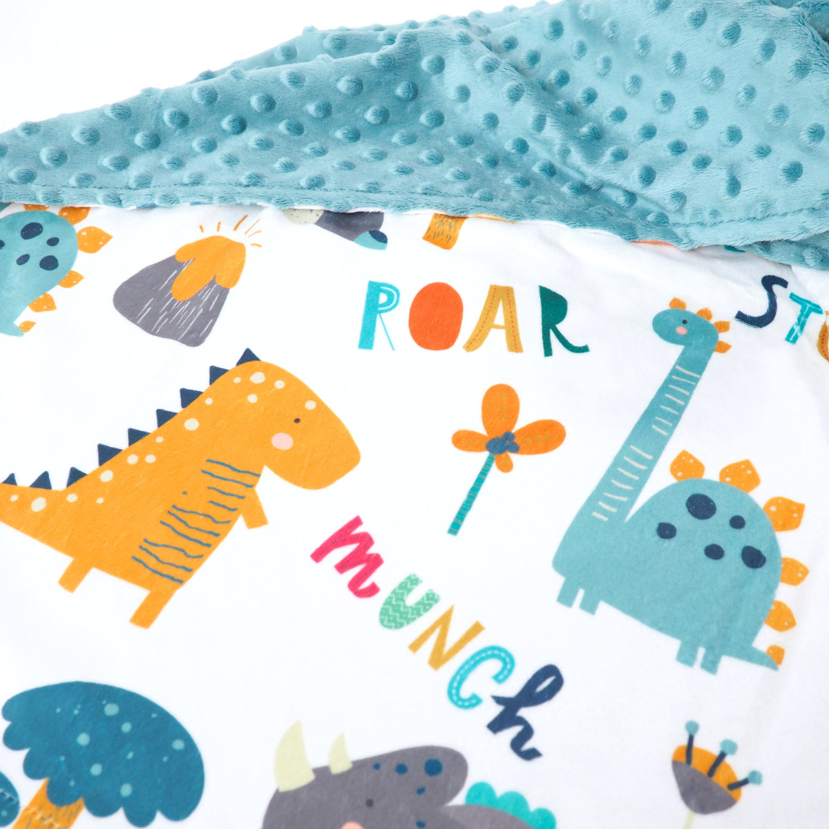 Dinoland Blue Minky Baby Blanket