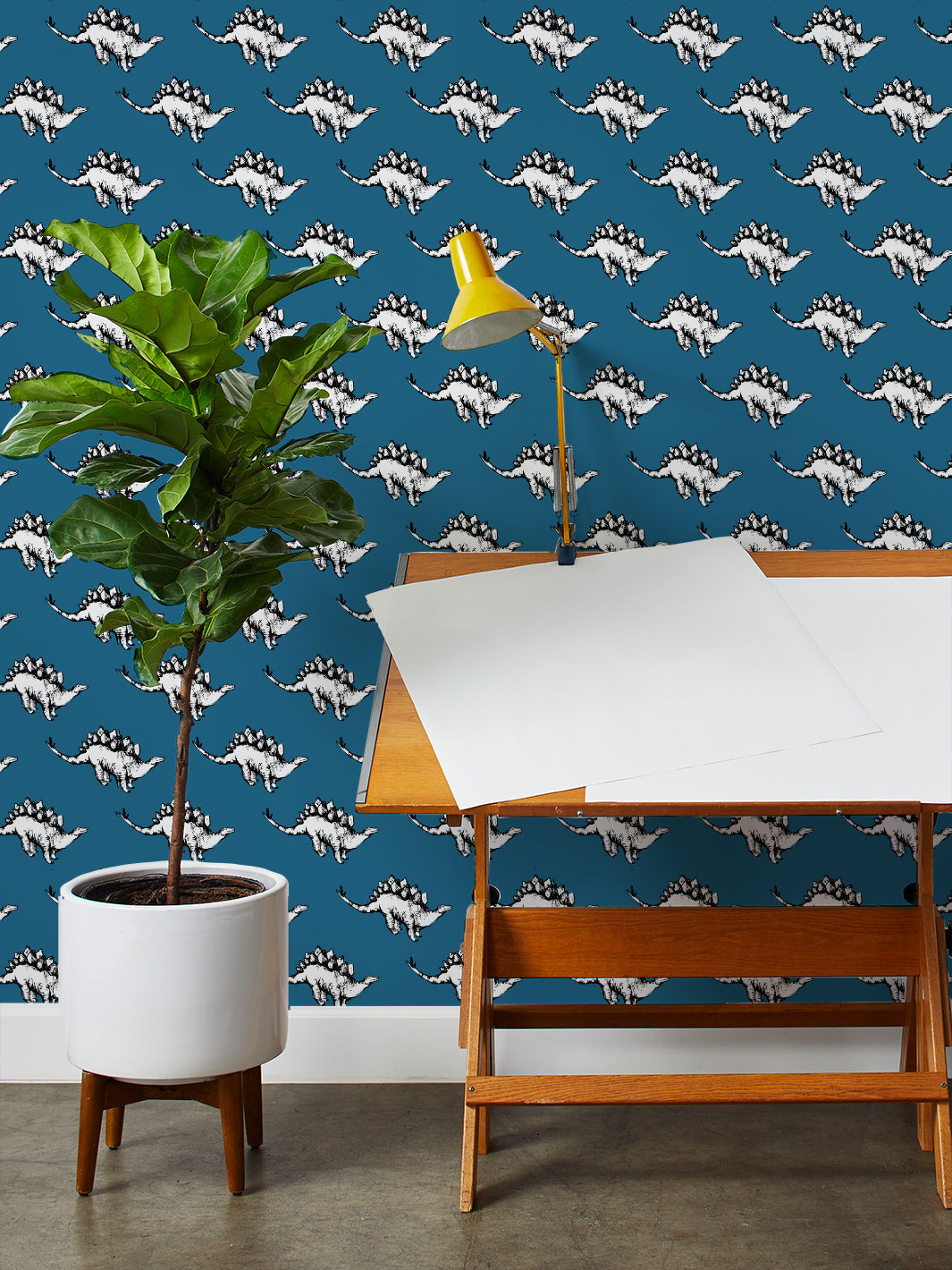 'dinos' Wallpaper By Tea Collection - Cadet Blue