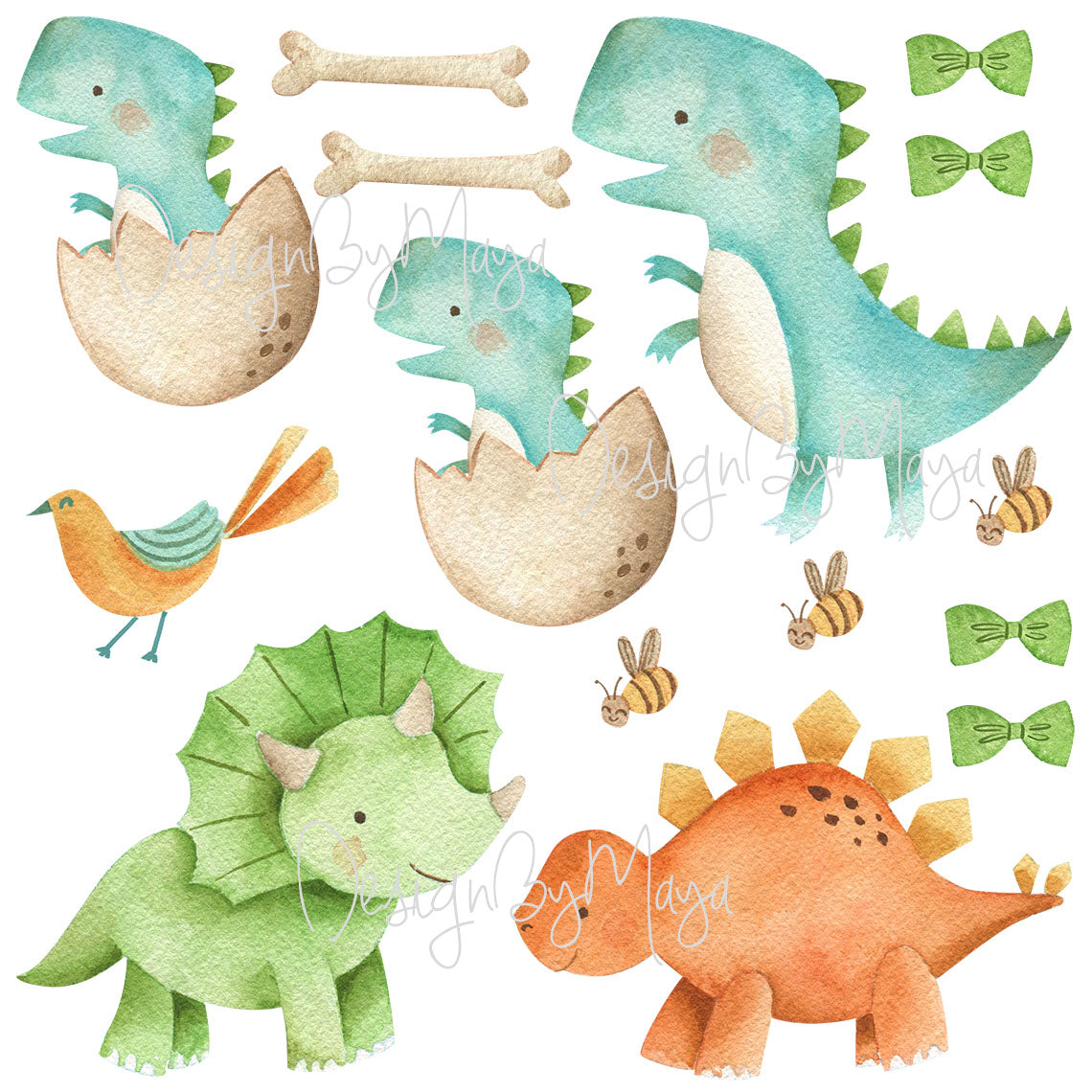 Dinosaur Decals - Fabric Nursery Wall Art Decals