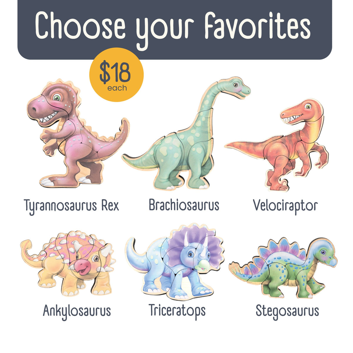 Choose Your Favorite Dinosaur Magnetic Wooden Puzzles | Made In The Usa 🇺🇸