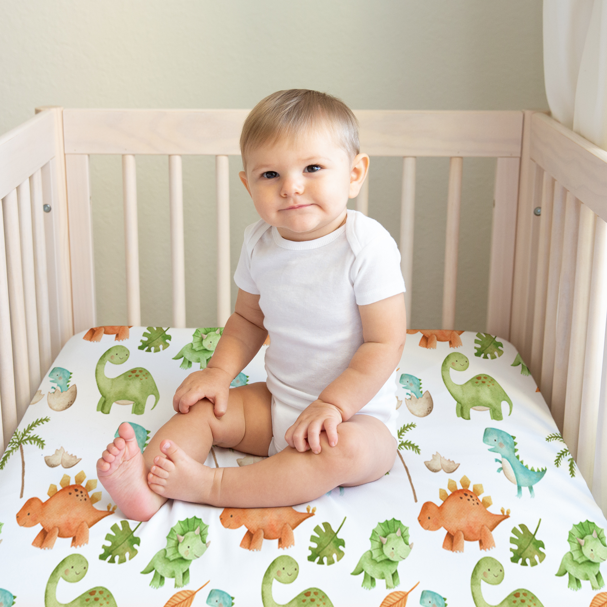 Fitted Crib Sheet - Dinosaurs