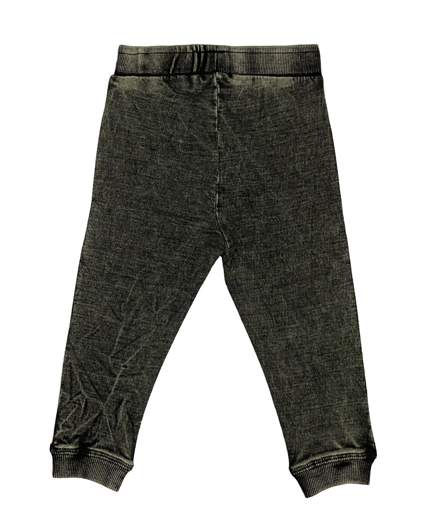 Kids Denim Knit Jogger Pants - Black Denim