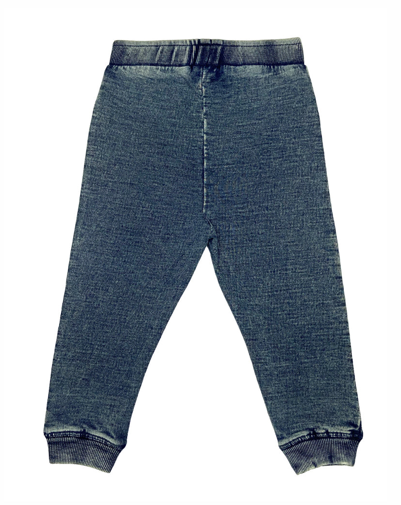 Kids Denim Knit Jogger Pants - Dark Denim