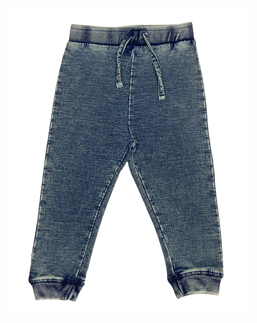 Kids Denim Knit Jogger Pants - Dark Denim