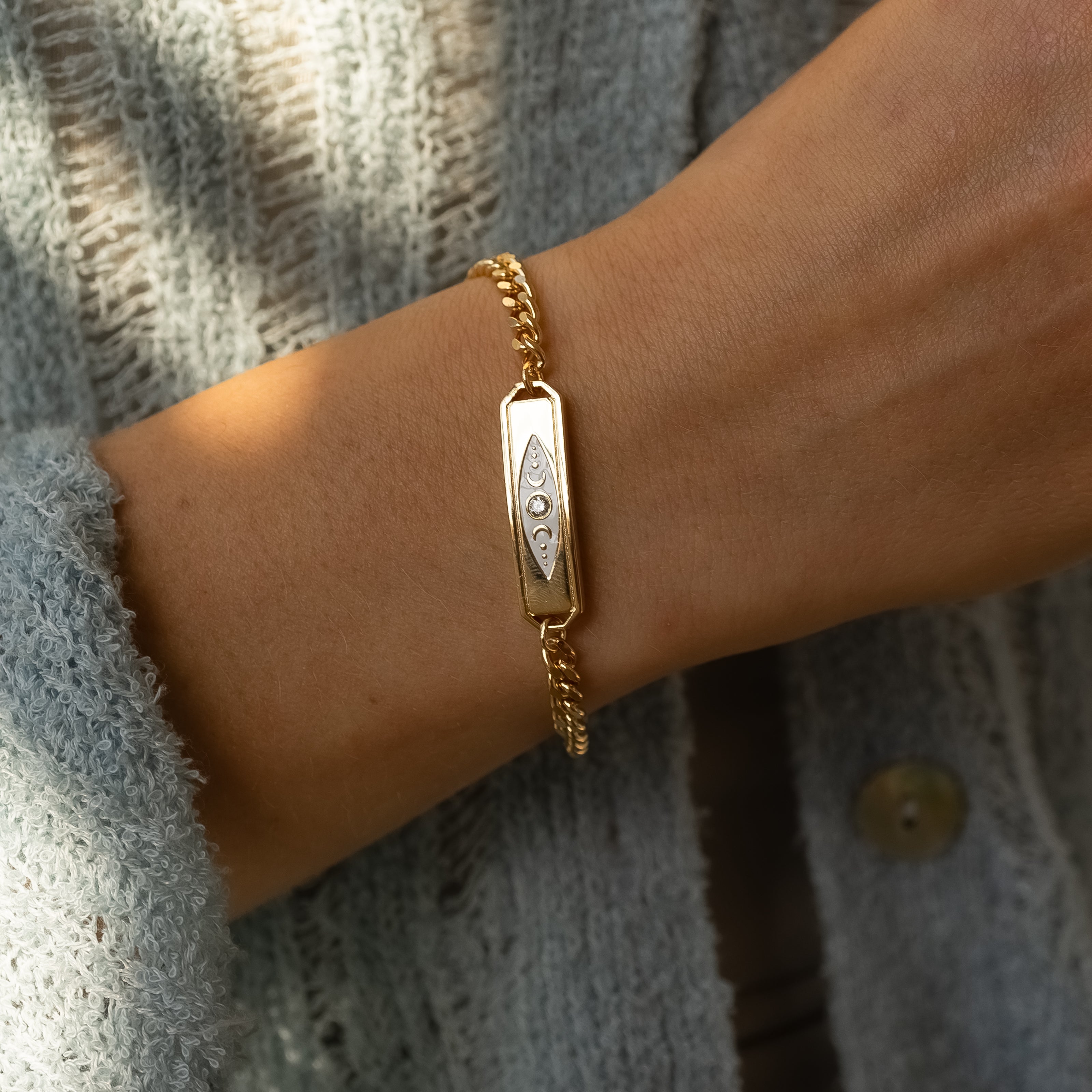 Divine Feminine White Enamel Bracelet