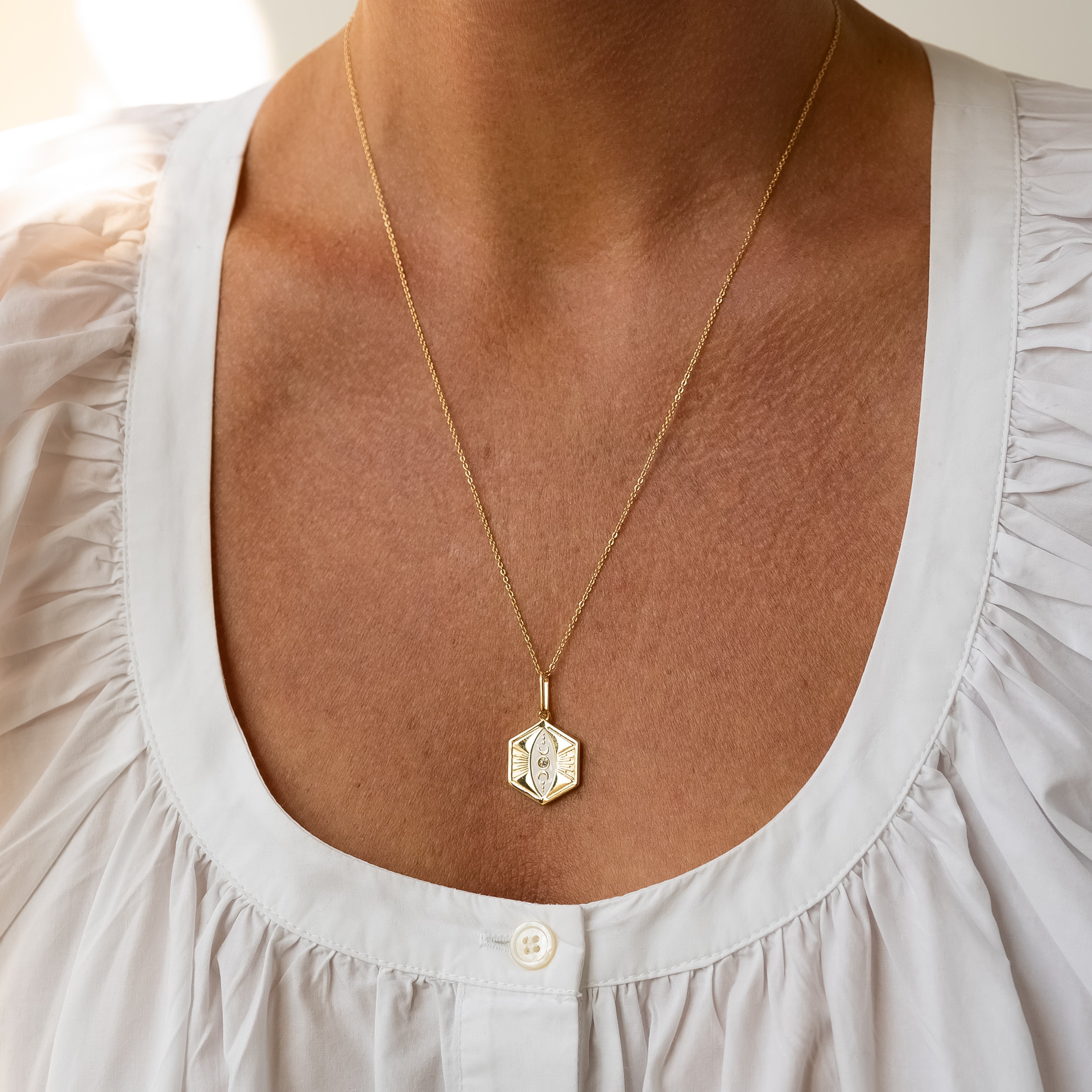 Divine Feminine White Enamel Necklace