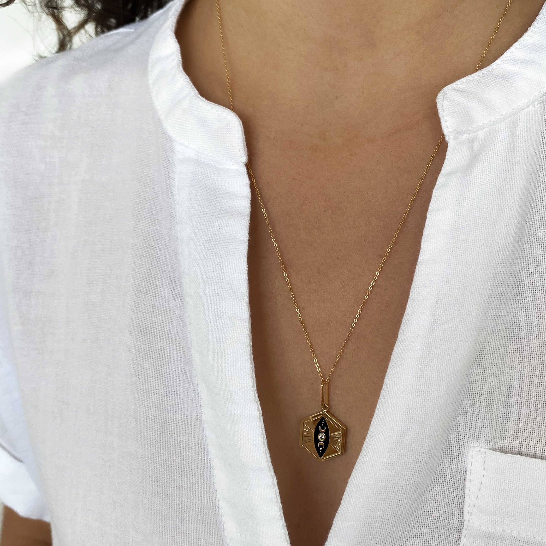 Divine Feminine Black Enamel Necklace