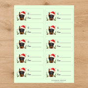 Doberman Pinscher Santa Paws Gift Tag Sticker Sheet