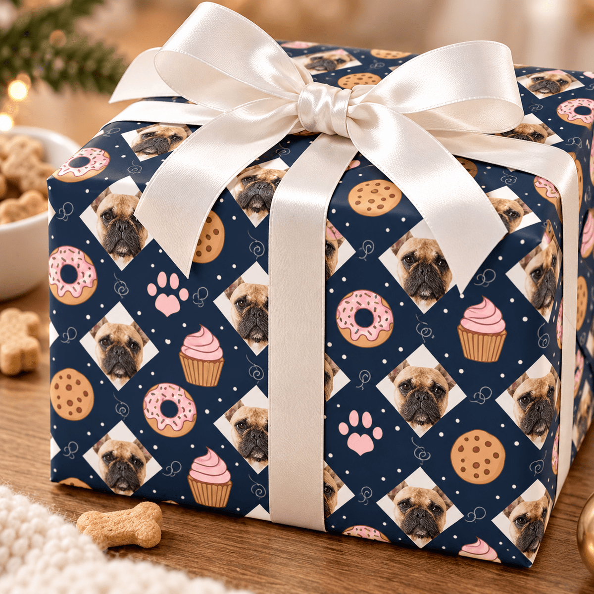 Personalized Paws & Pastry Wrapping Paper | Custom Gift Wrap