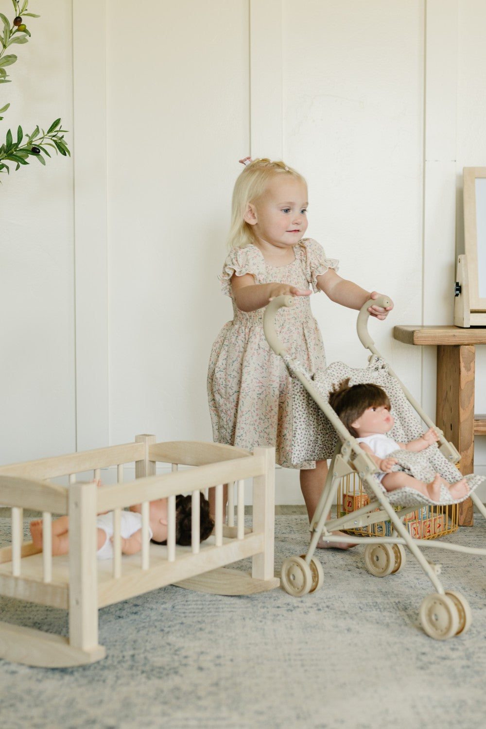 Bebenita | Wooden Baby Doll Cradle Bed In Natural Birch