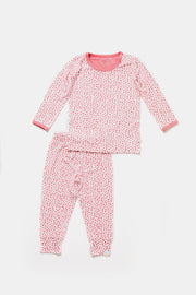 Long Sleeve Pajama Set - Coral Dots