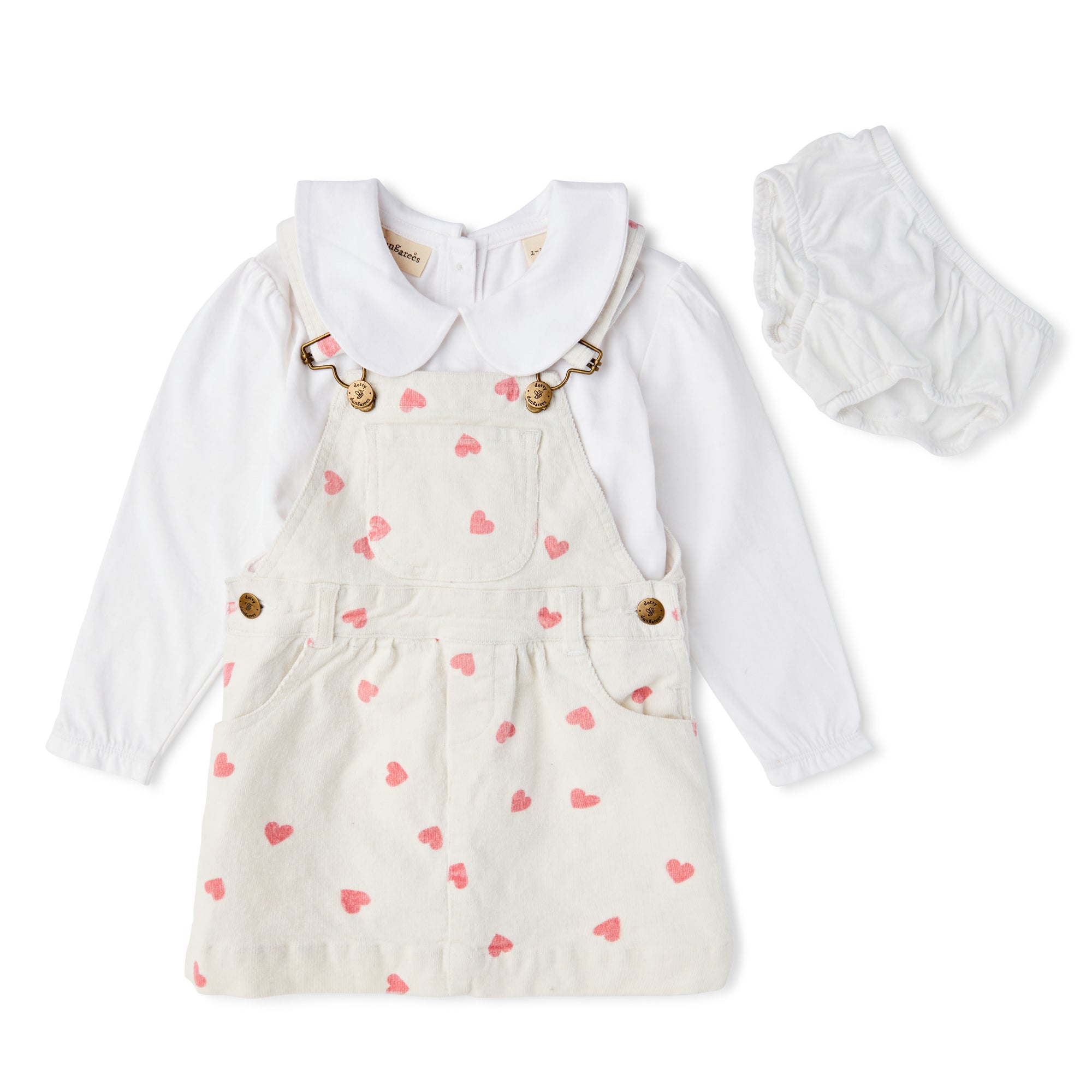 Cream Pink Heart Print Dress