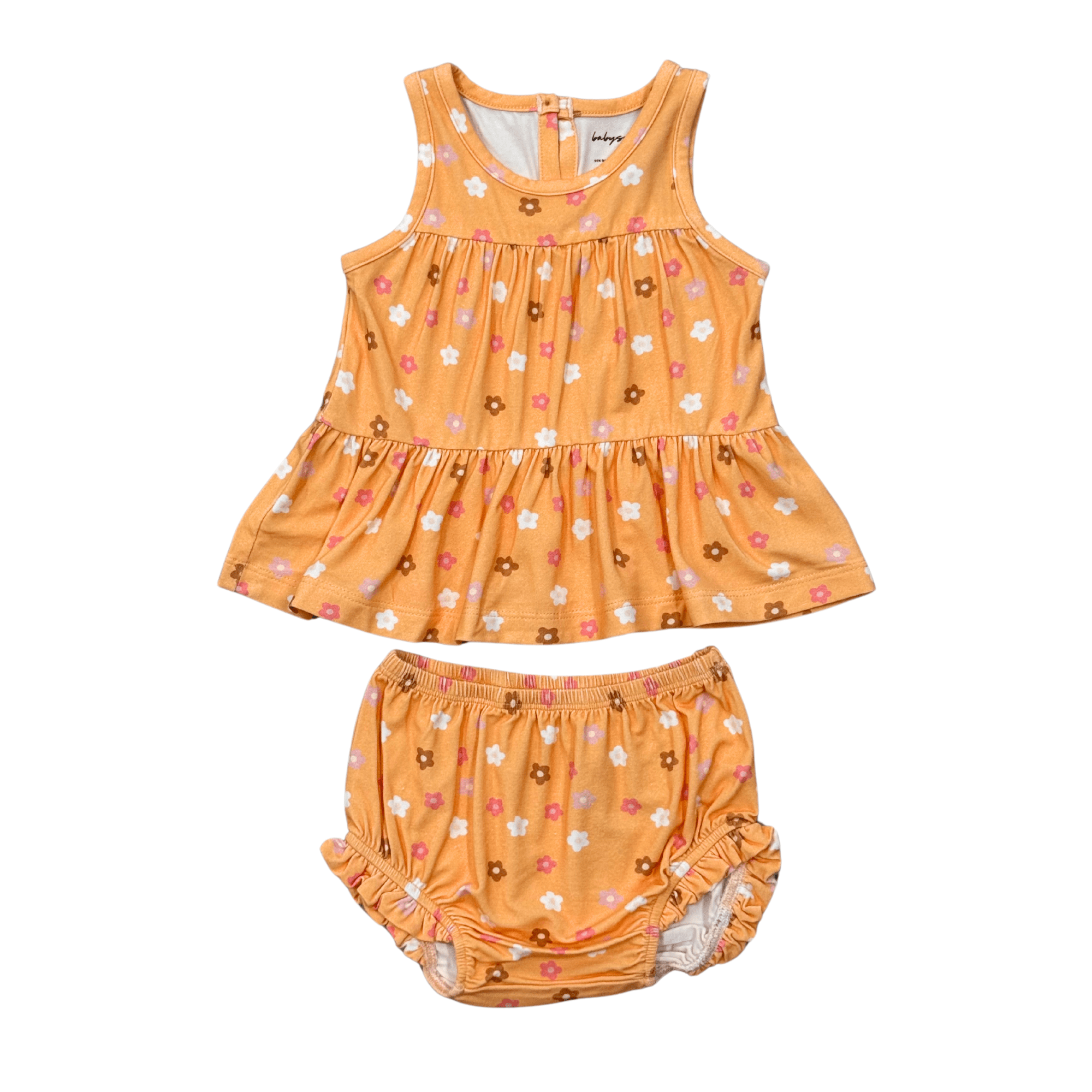 Baby Girl Double Peplum Tank & Bloomer Set In Desert Mist Blooms
