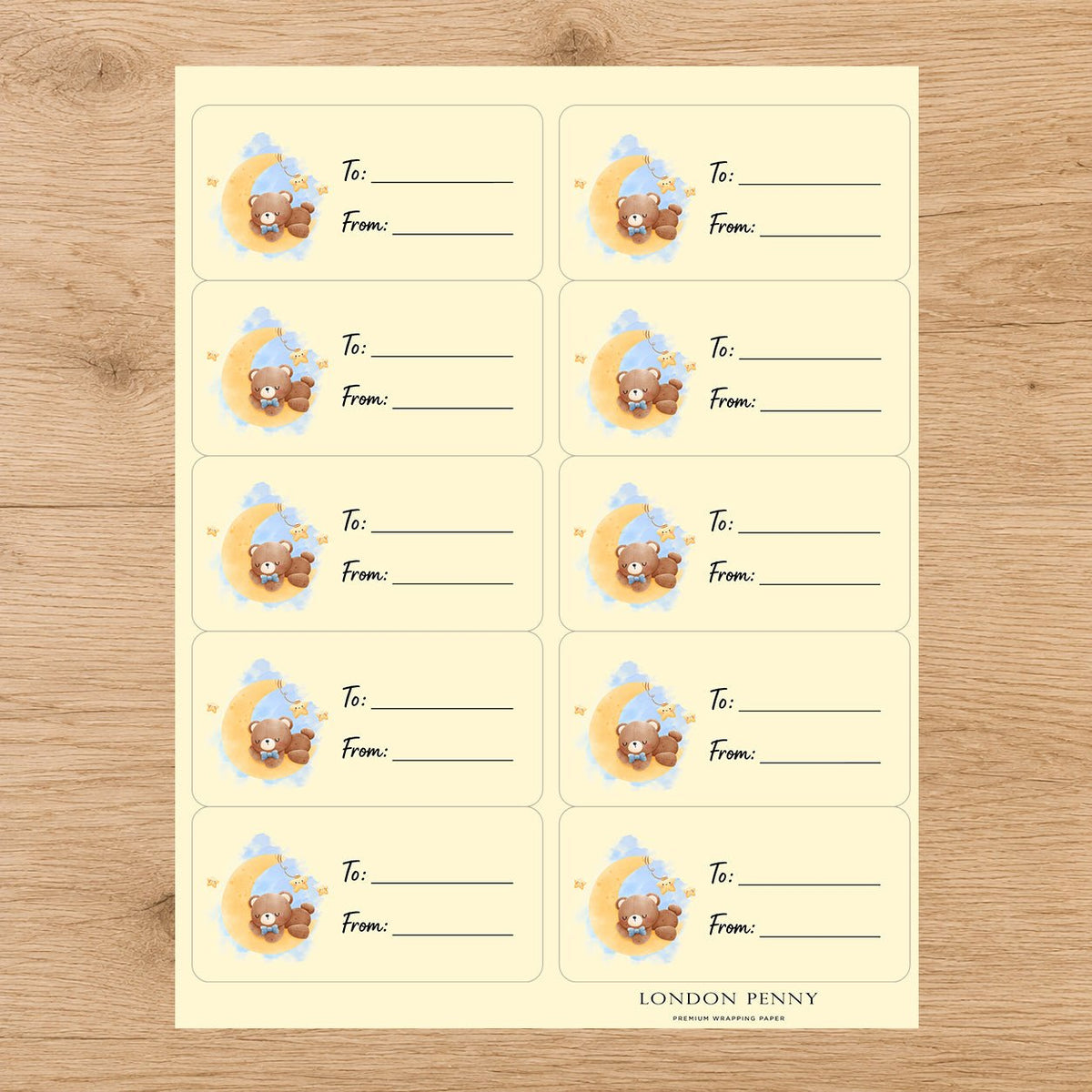 Dreamy Little Bear Gift Tag Sticker Sheet