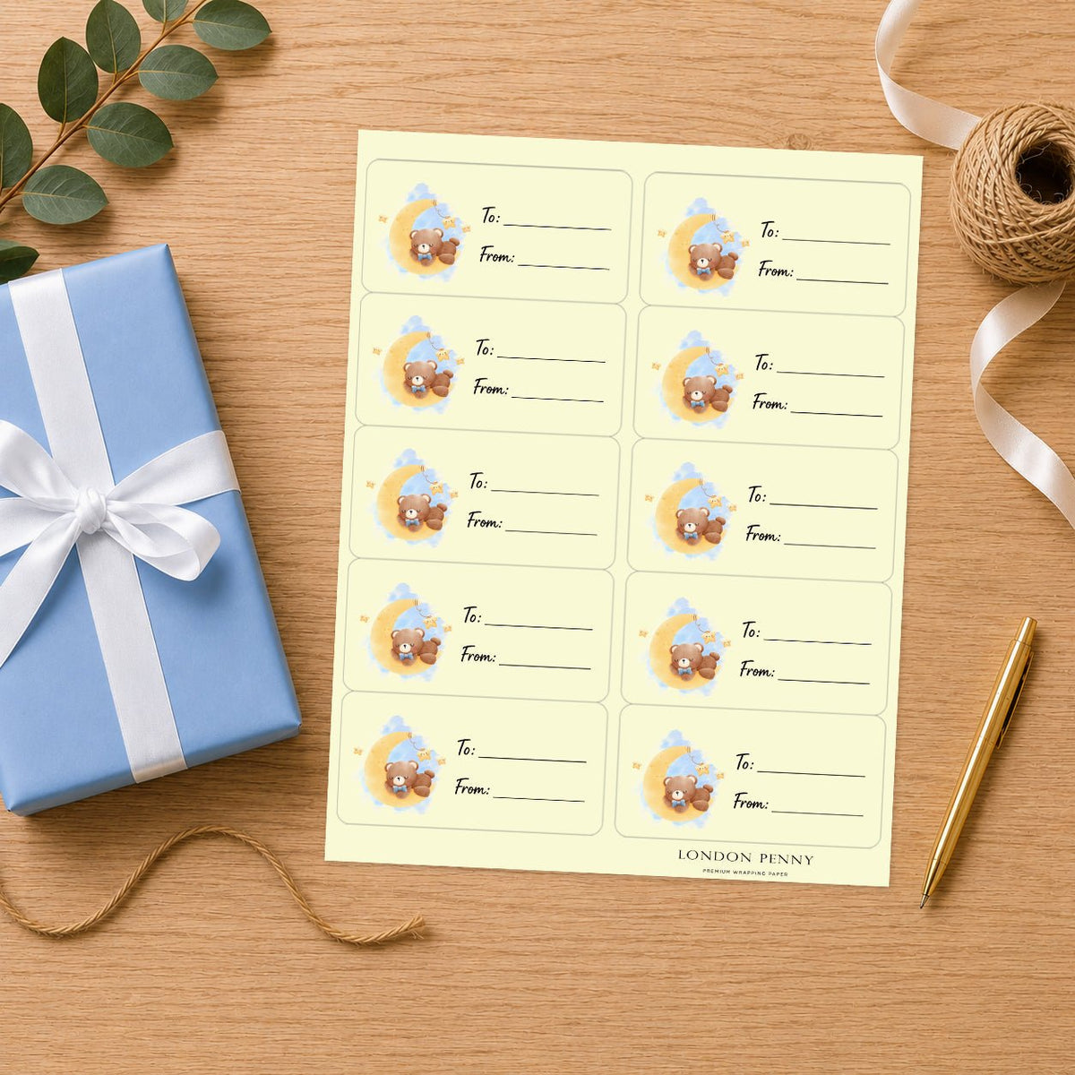 Dreamy Little Bear Gift Tag Sticker Sheet